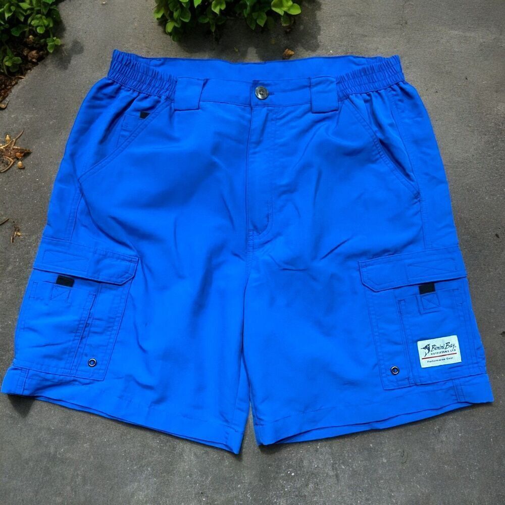 Bimini Bay Performance Nylon Royal Blue Fishing Outdoors Shorts Mens Size Medium